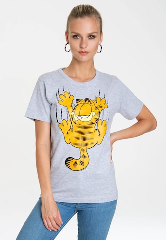 LOGOSHIRT Shirt 'Garfield – Scratches' in Grey: front