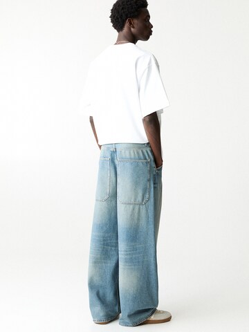 Wide leg Jeans de la Pull&Bear pe albastru