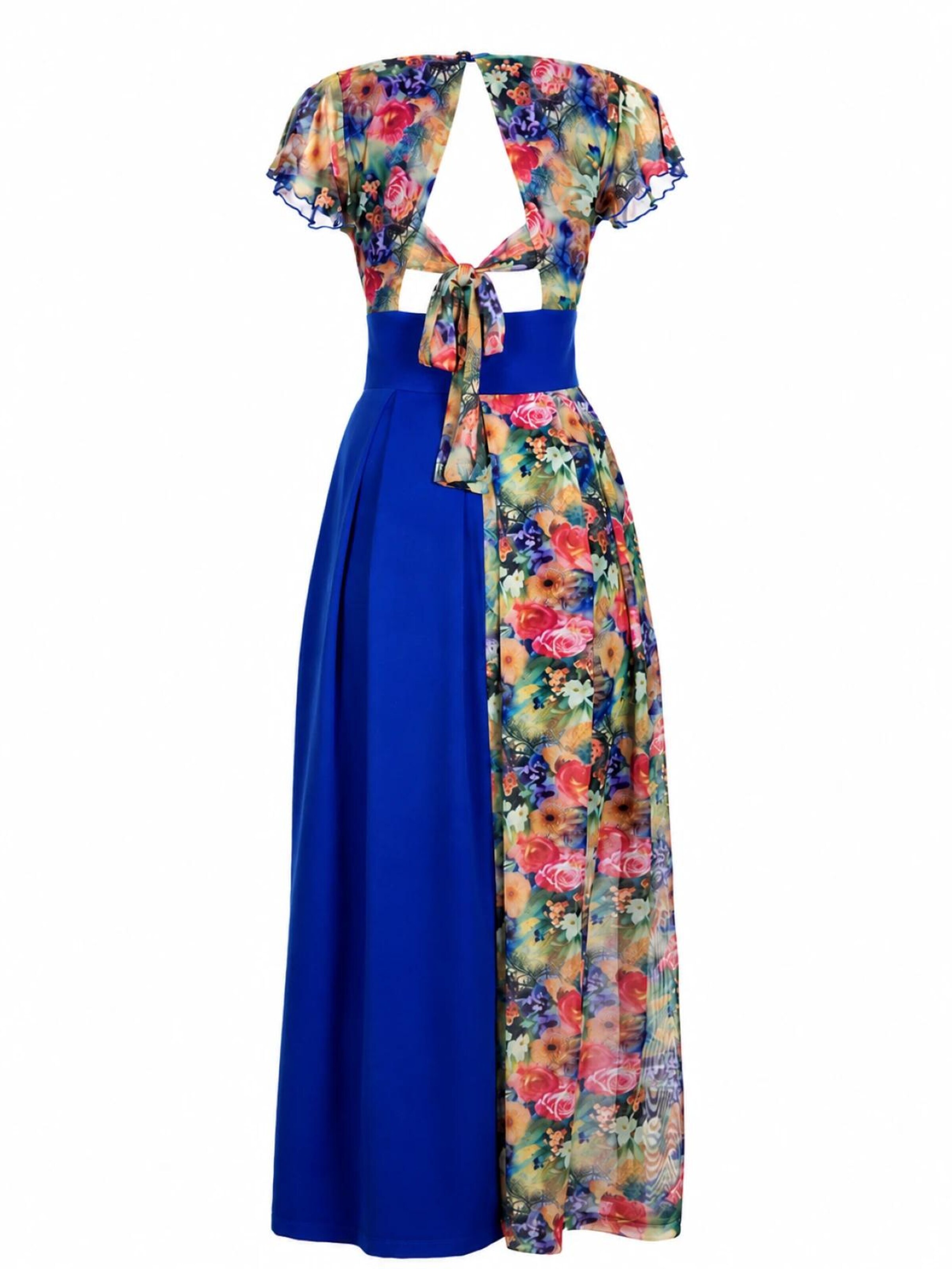 BIBI SAKALIEVA - Vestido de gala 'Royal Blue Maxi Dress with Floral Lace Panels' en azul