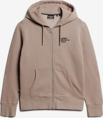 Veste de survêtement Superdry en beige : devant