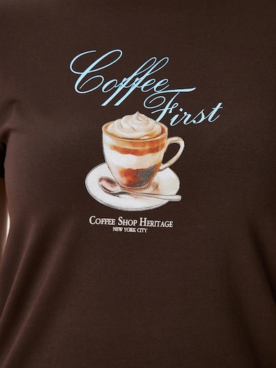 Happiness İstanbul T-shirt en bleu clair / caramel / brun foncé / blanc cassé, Vue avec produit