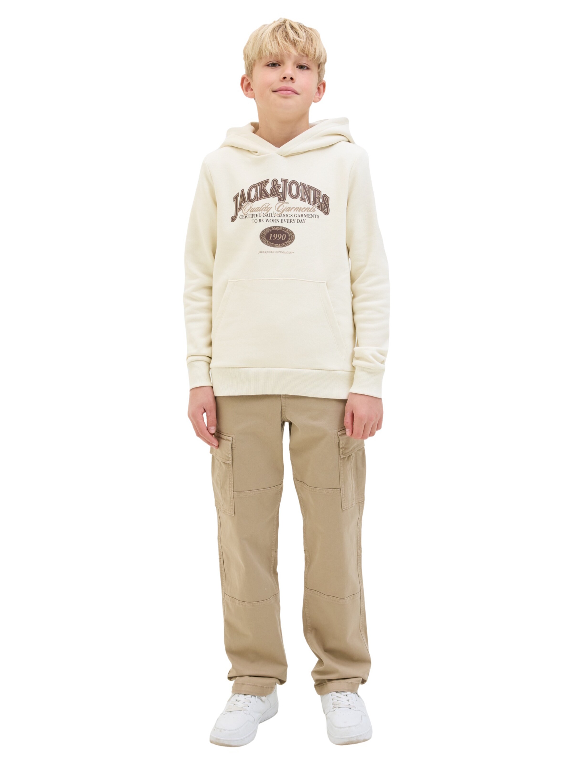 Jack & Jones Junior Sweatshirt 'Ari Branding' in Beige