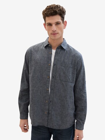 TOM TAILOR Comfort fit Button Up Shirt in Blue