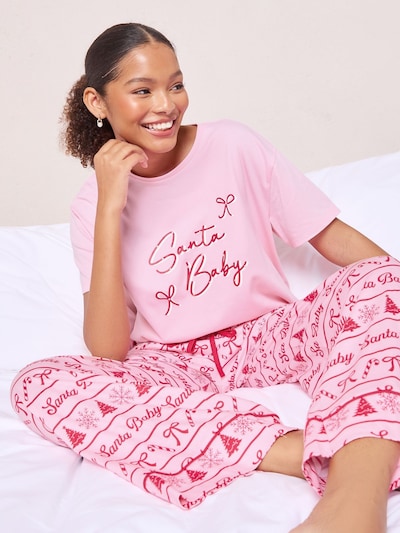 Friends Like These Pyjama in rosa / dunkelpink / weiß, Produktansicht