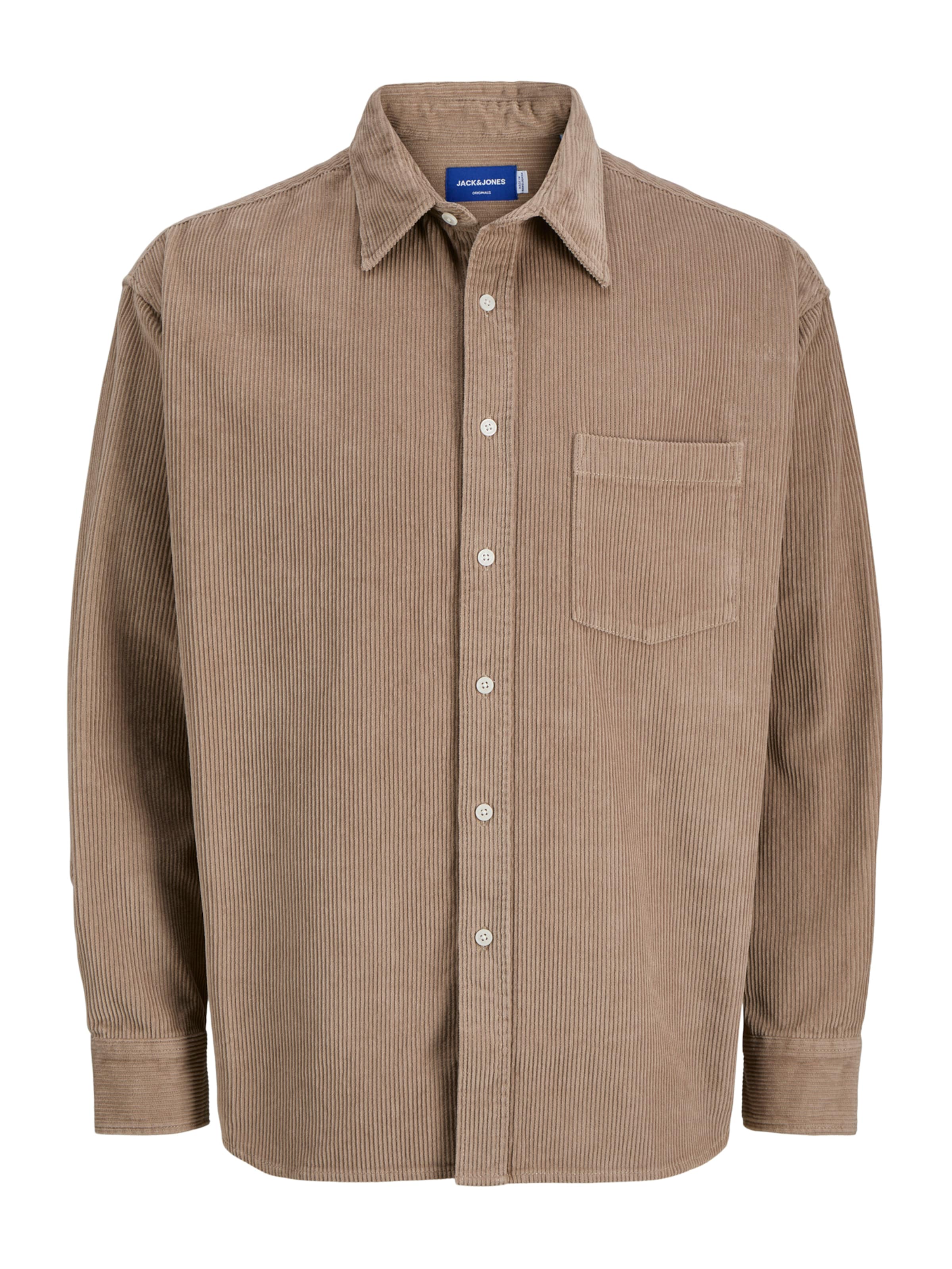 JACK & JONES Comfort fit Button Up Shirt 'JORInwood' in Brown: front