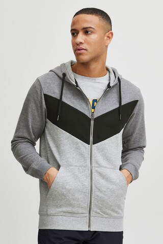 INDICODE JEANS Zip-Up Hoodie 'Pock' in Grey: front