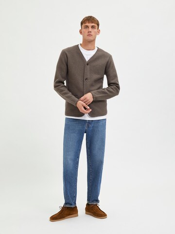 SELECTED HOMME Knit Cardigan in Brown
