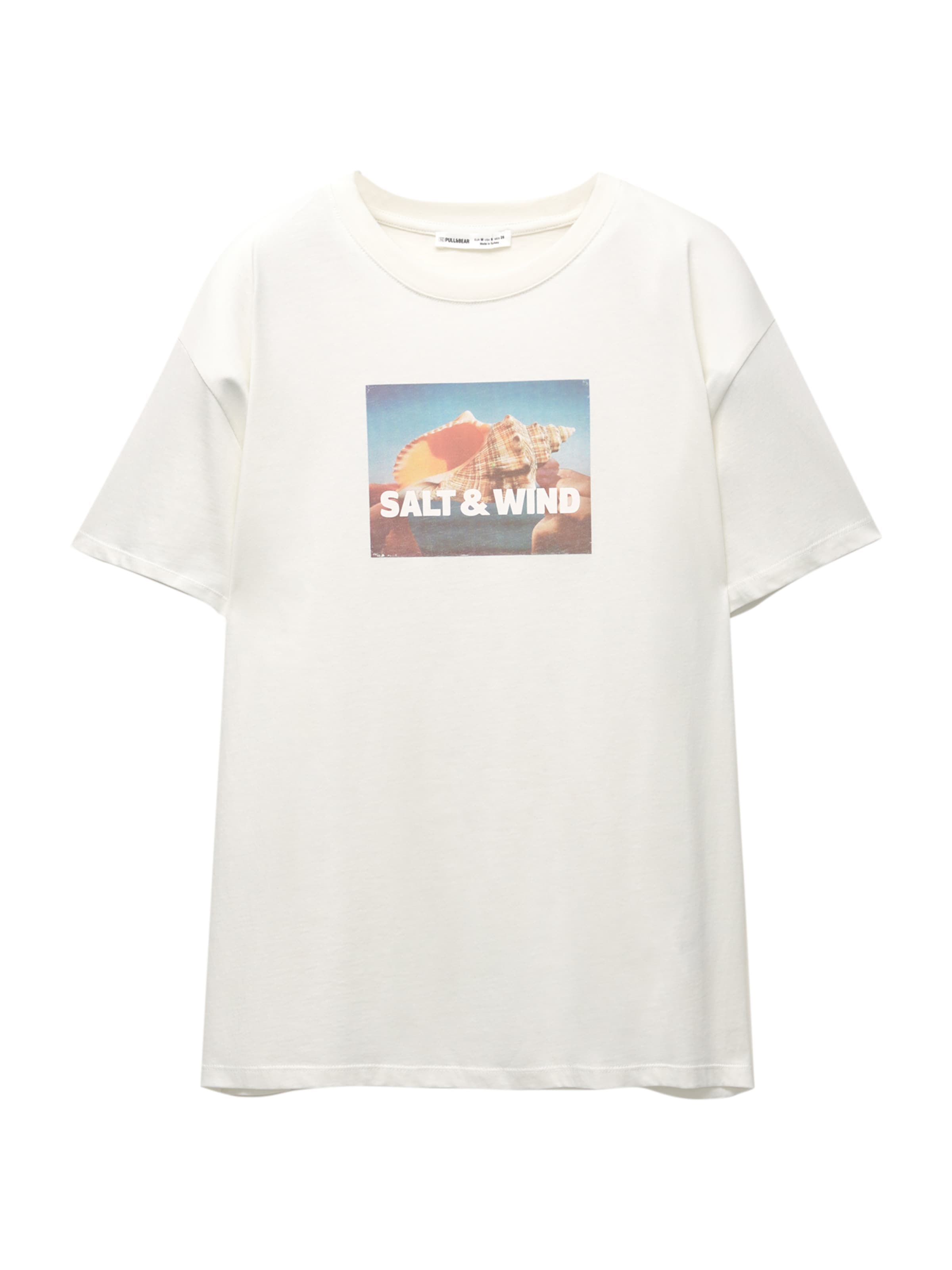 Tricou Pull&Bear pe azur / galben / portocaliu / alb murdar, Vizualizare produs