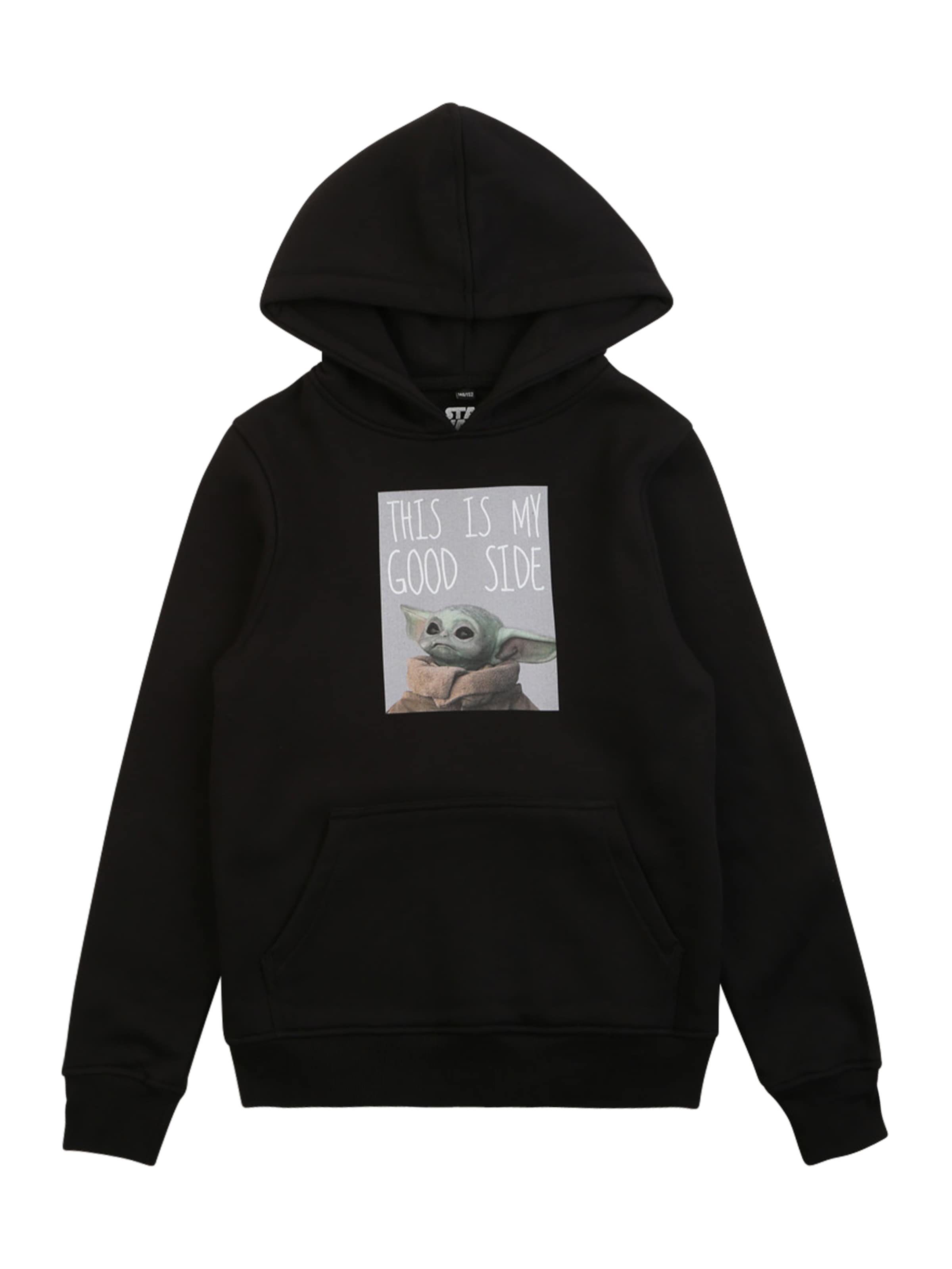 Mister Tee Regularny krój Bluza 'The Mandalorian The Child Good Side' w kolorze czarny: przód
