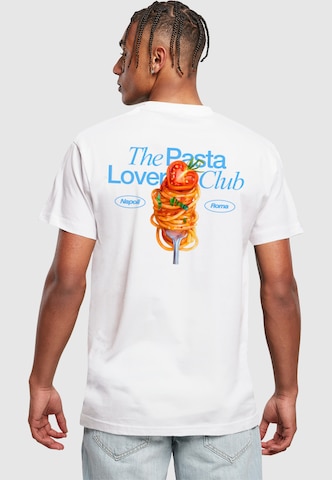 T-Shirt 'The Pasta Lover Club' Mister Tee en blanc : devant