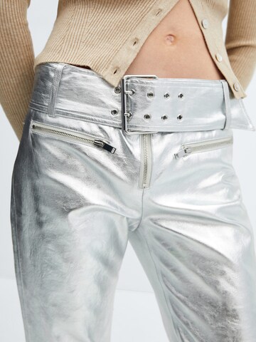 MANGO Regular Broek 'Lauren' in Zilver