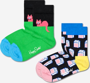 Happy Socks Носки 'Cat' в Зеленый: спереди