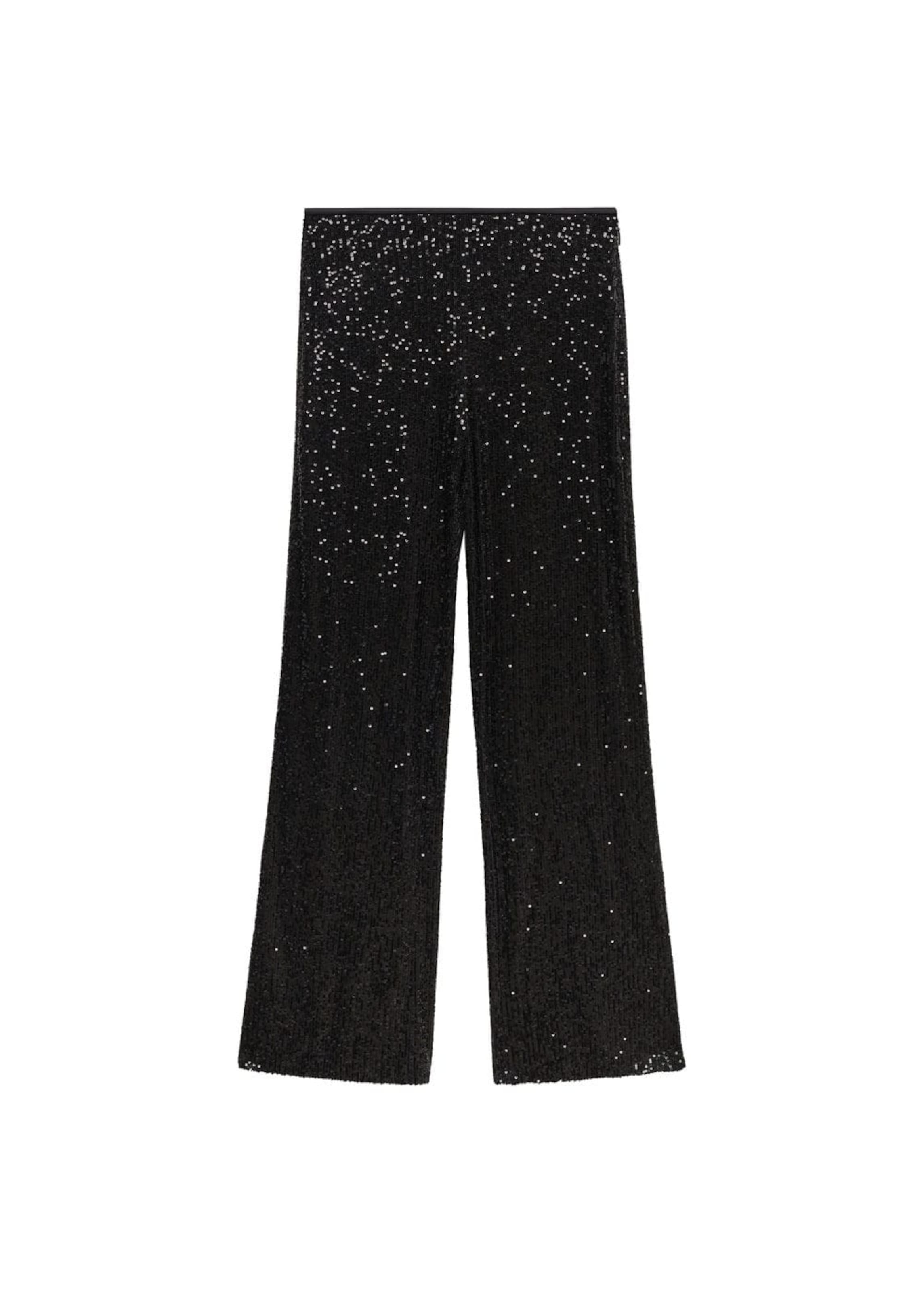 MANGO Flared Broek 'Glitter' in Zwart: voorkant