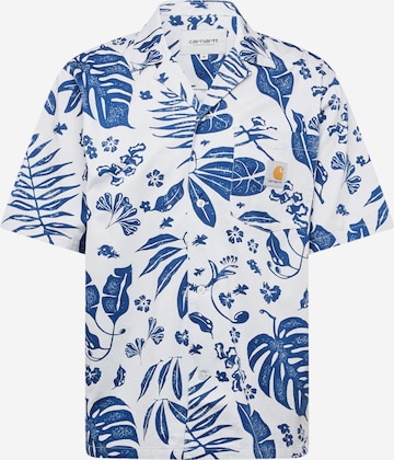Carhartt WIP Comfort Fit Skjorta 'Woodblock' i blå: framsida