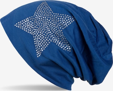 styleBREAKER Mütze 'Leichte Beanie mit Strass Stern' in Blau: Vorderseite