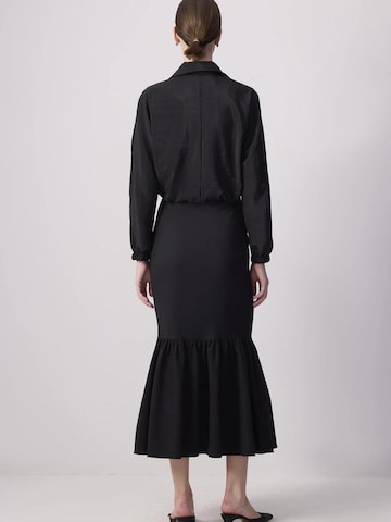Jupe 'Flounced Crepe Skirt' Touché Privé en noir