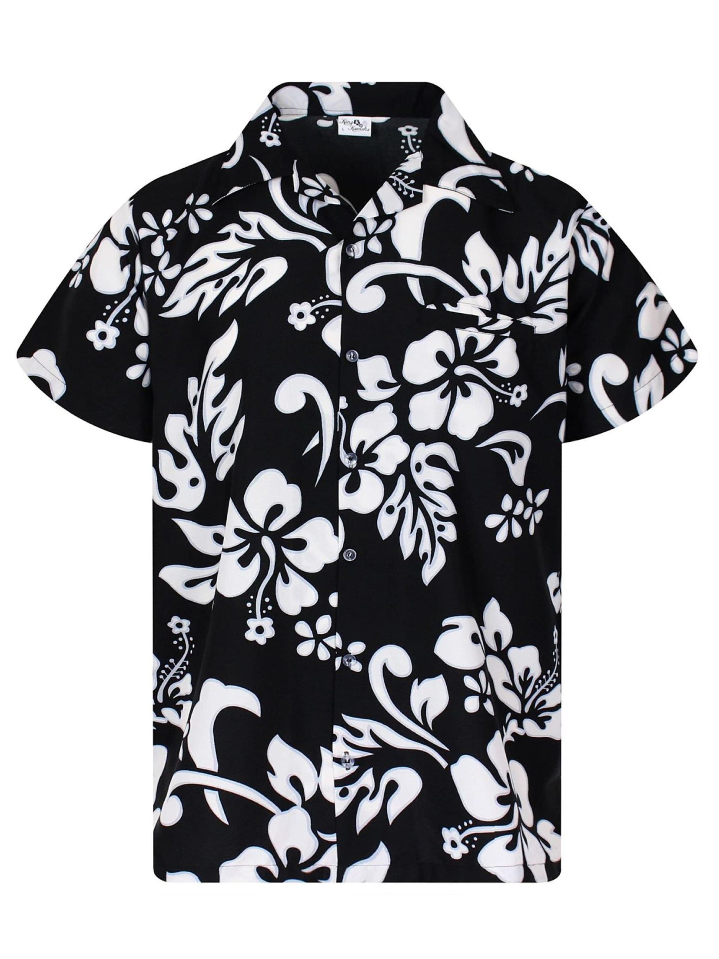 King Kameha Shirt 'Hibiscus'‌‌‌‌‌‌‌‌ in Schwarz: Vorderseite