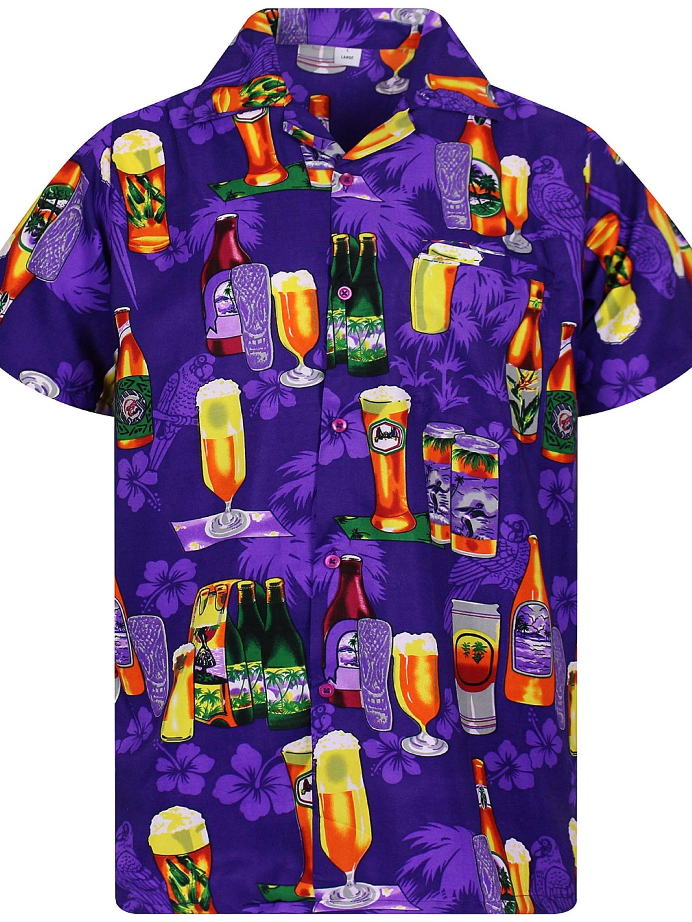 King Kameha Shirt 'Beerbottle'‌‌‌‌‌‌‌‌‌ in Lila: Vorderseite