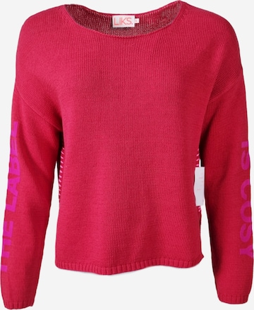 Pullover 'Strickpullover mit Flockschrift und Ziernaht' di LIKS. Munich in rosa: frontale