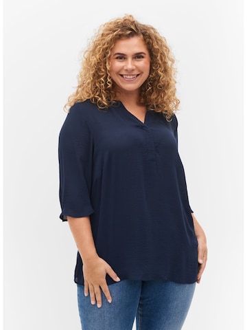 Camicia da donna 'EHUIJU' di Zizzi in blu: frontale