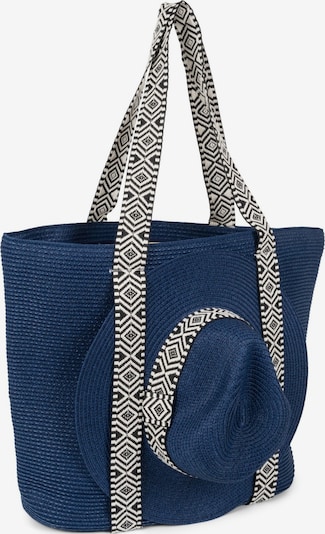 styleBREAKER Strandtasche 'Papierstroh Strandtasche Azteken Muster' in One Size in dunkelblau, Produktansicht