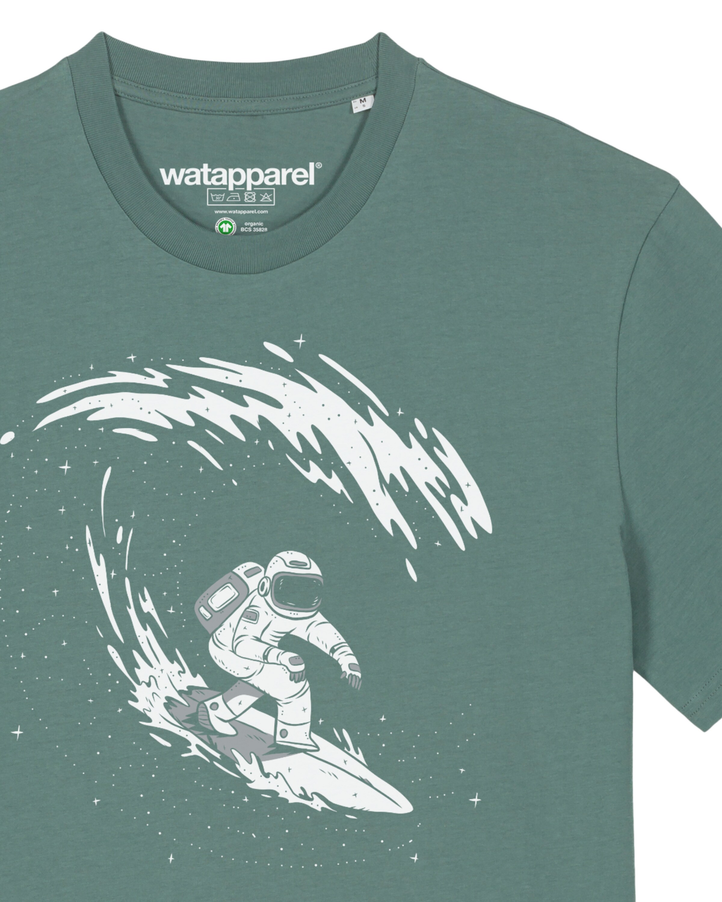 T-Shirt ' Surfing Spaceman ' Watapparel en vert