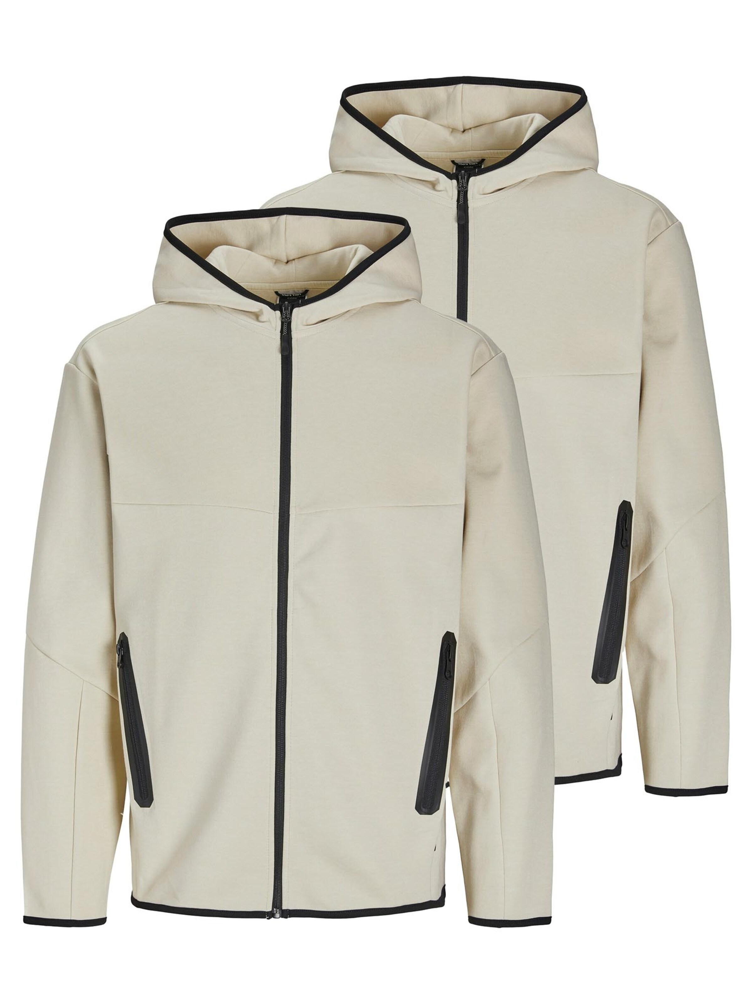 JACK & JONES Sweat jacket 'Fusion' in Beige: front