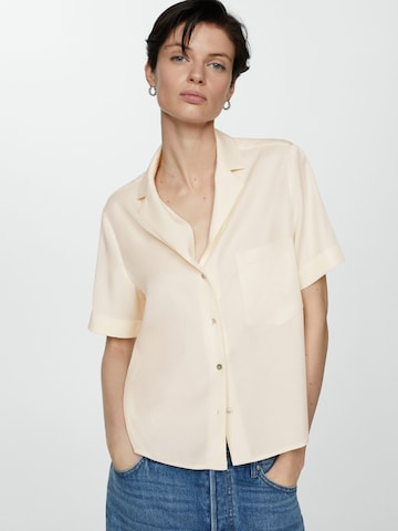 MANGO Blouse 'MOMA' in Wit: voorkant