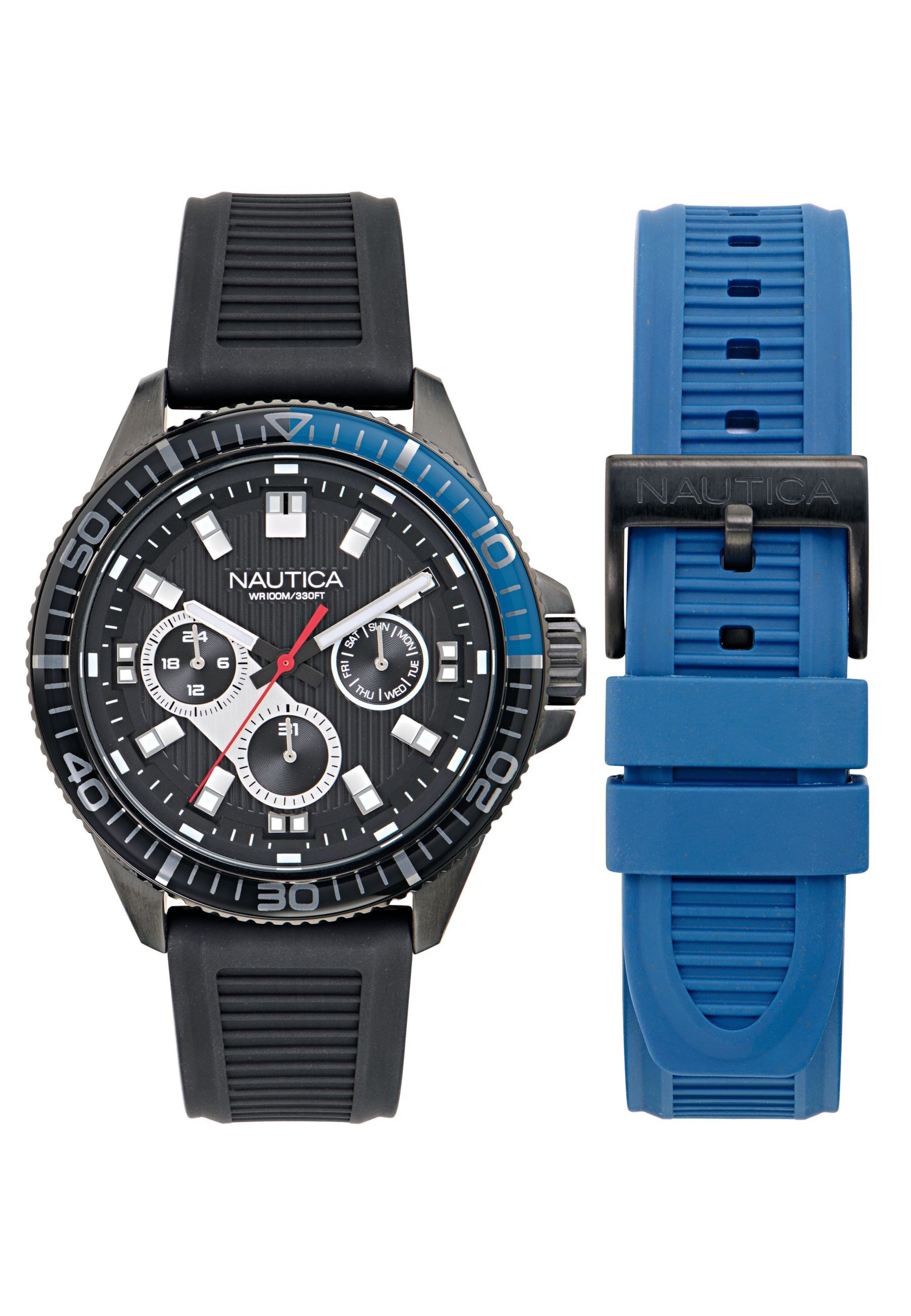 NAUTICA Uhr 'Windrose' in Schwarz: Vorderseite