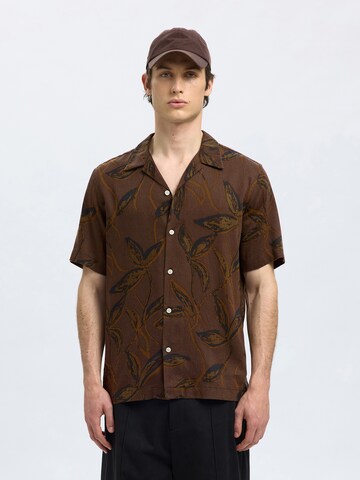 SELECTED Regular fit Overhemd 'SLHNoa' in Bruin: voorkant