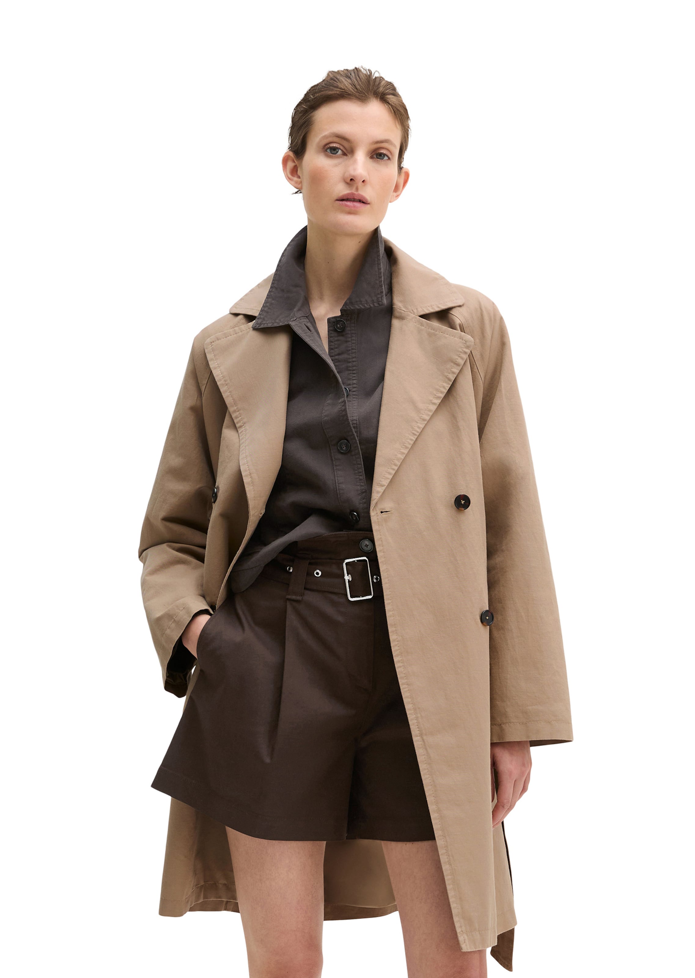 Manteau mi-saison Marc O'Polo en marron : devant