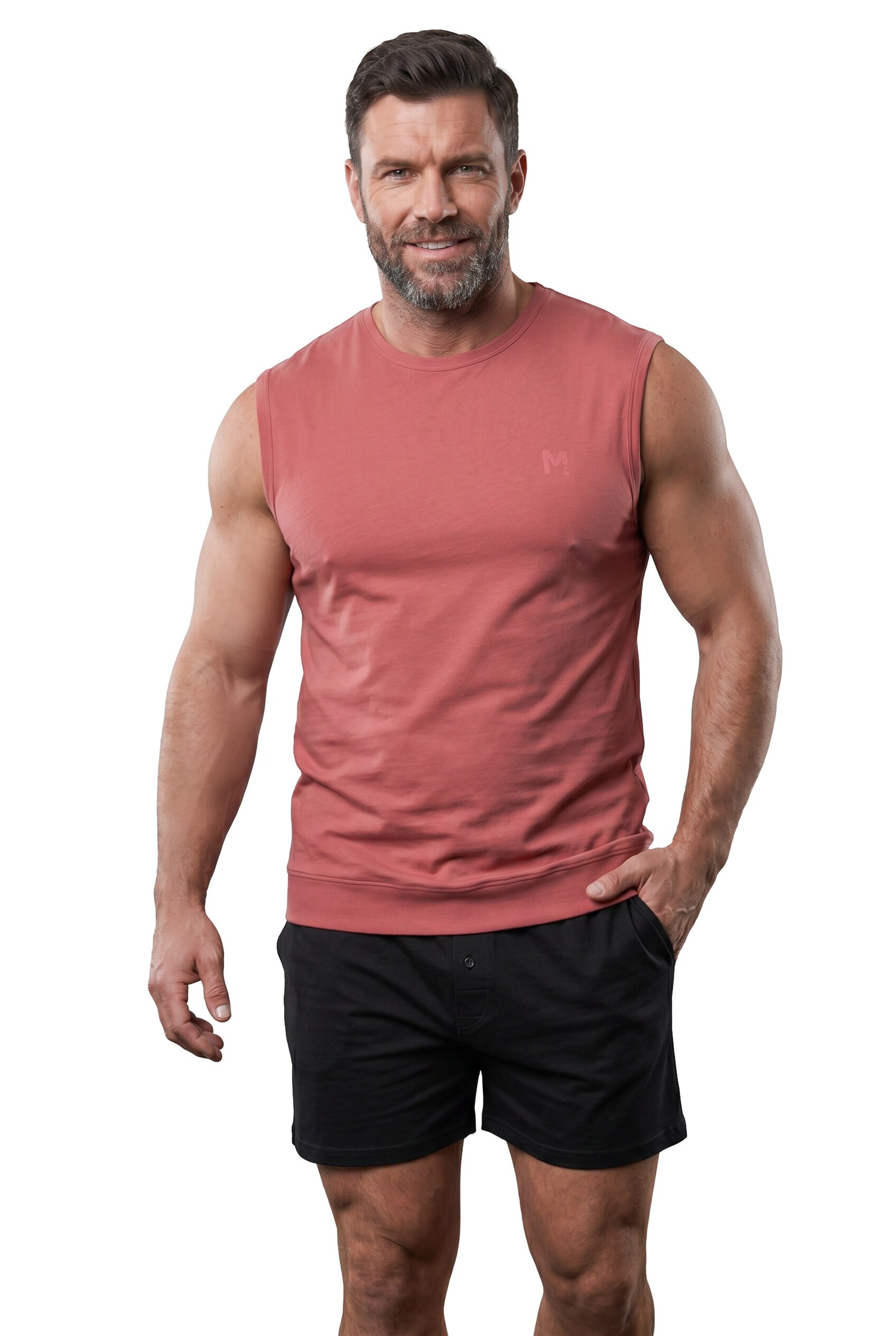 Men Plus Undershirt in Brown: front