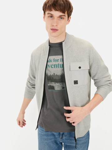 CAMEL ACTIVE Strickjacke mit Troyer-Kragen in Grau