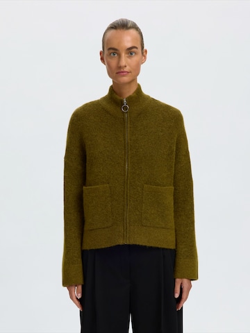 Cardigan 'SLFSIA RAS' SELECTED en vert : devant