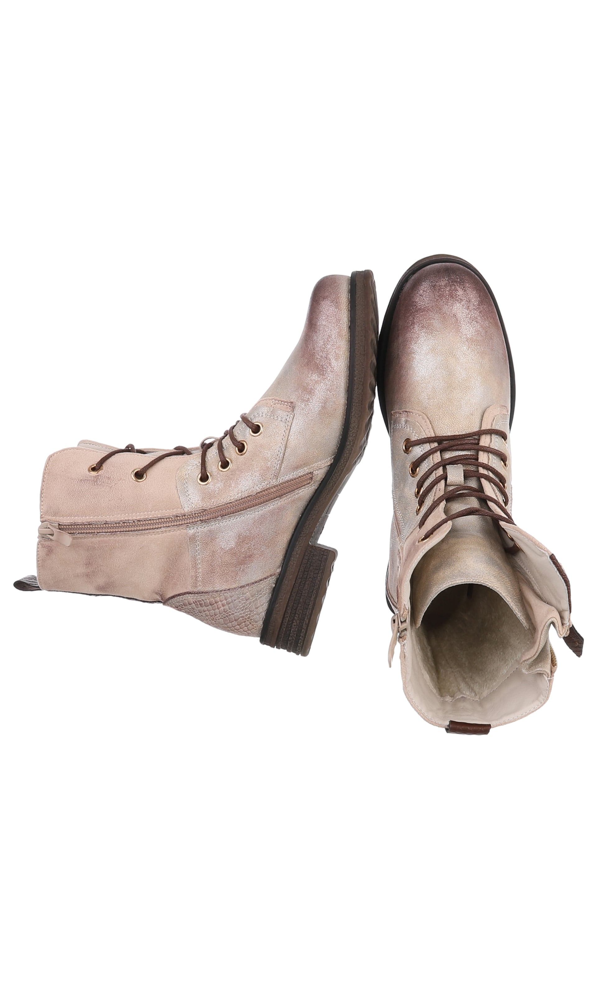 Ital-Design Schnürstiefelette in Gold