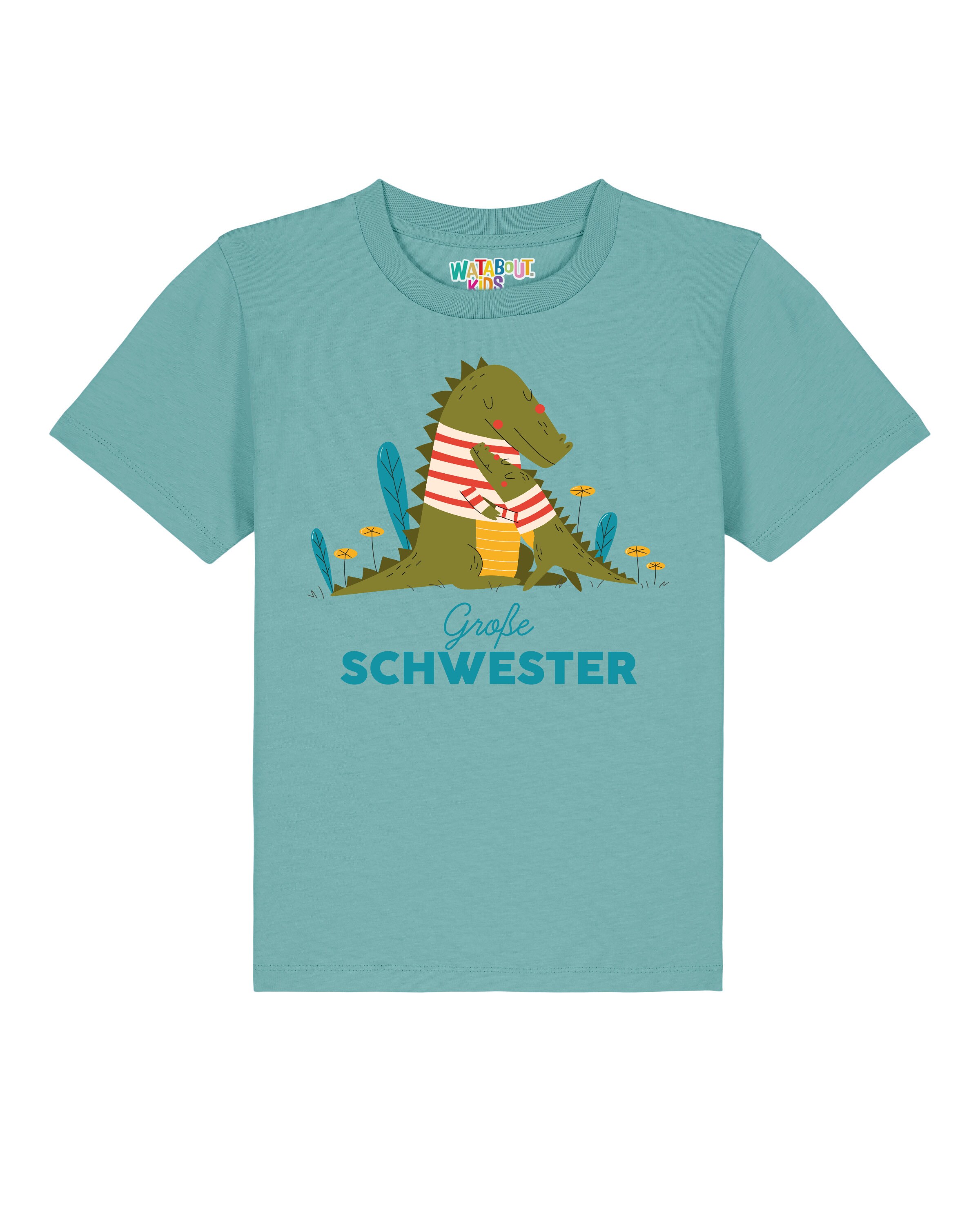 T-Shirt 'Krokodil Große Schwester' watabout.kids en vert : devant
