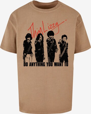 Merchcode T-Shirt 'Thin Lizzy - Do Anything' in Beige: predná strana