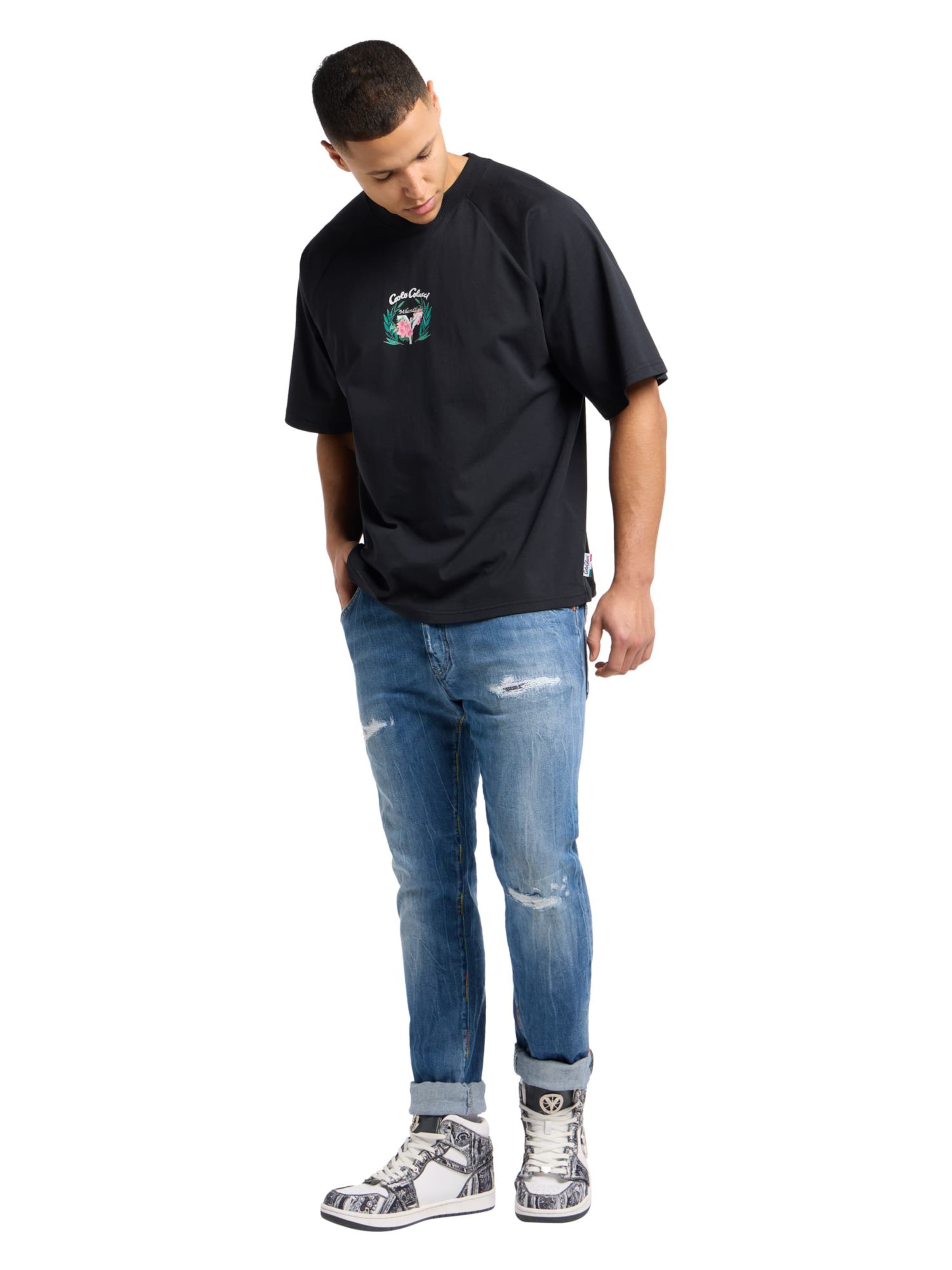 Carlo Colucci T-Shirt 'Egger' in Schwarz