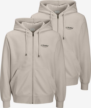 JACK & JONES Sweat jacket 'Soho' in Grey: front