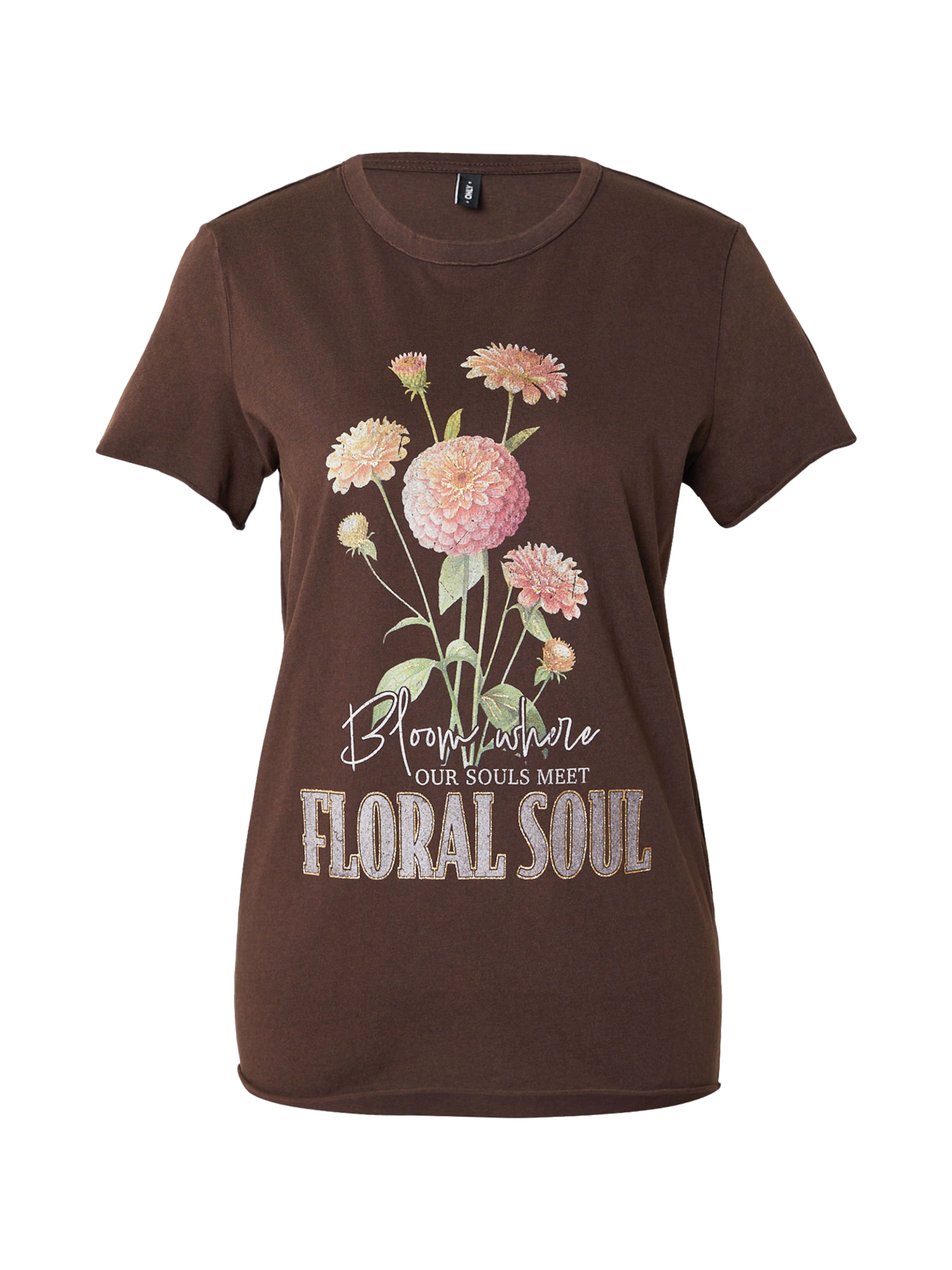 ONLY T-Shirt 'ONLLUCY' in XS in schoko / pastellgrün / rosa / weiß, Produktansicht