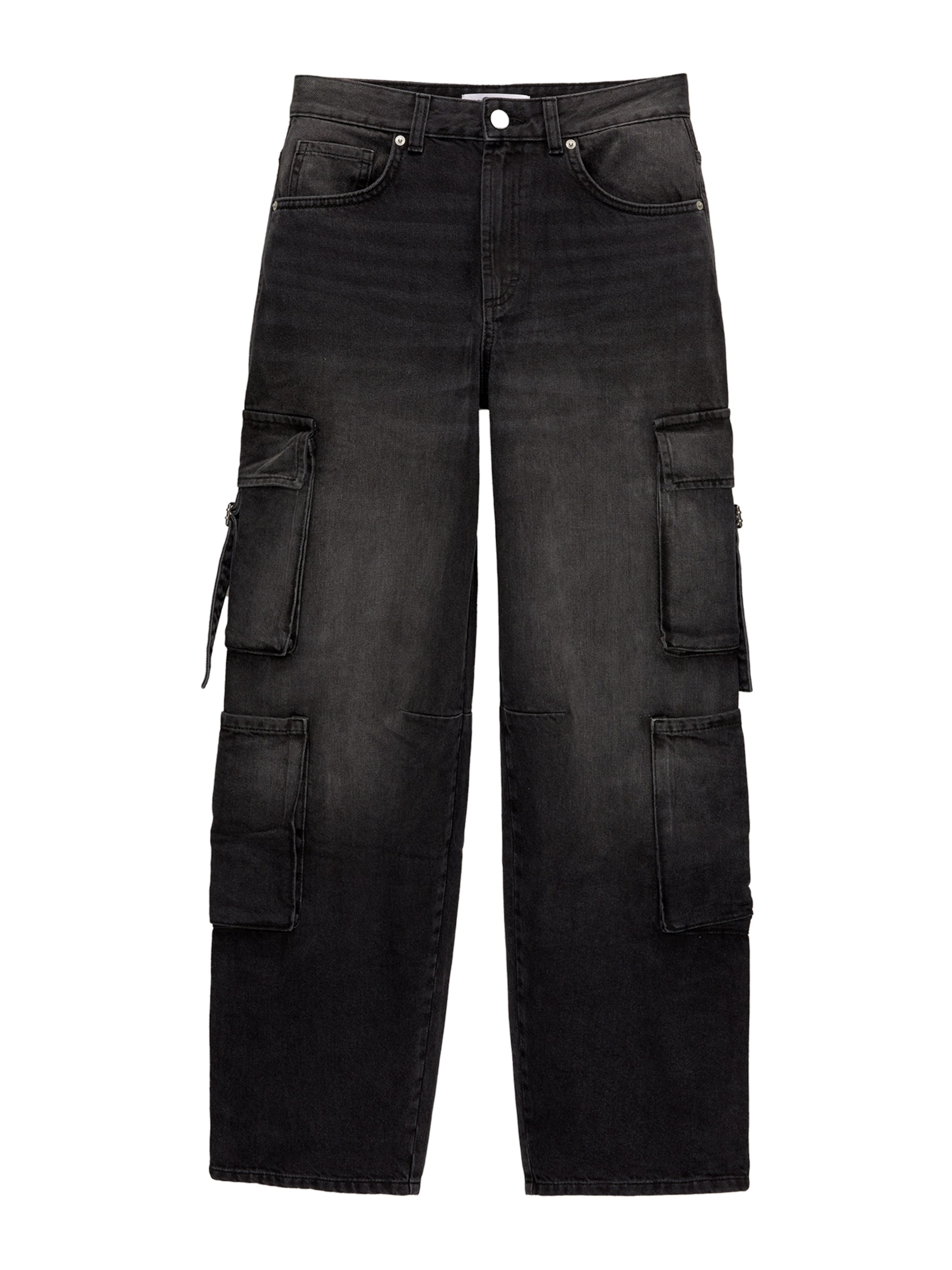 Pull&amp;Bear Bő szár Cargo farmer - fekete: elől