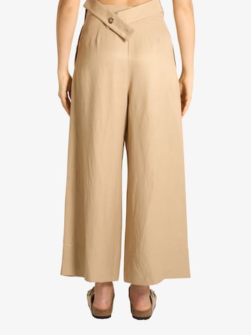 ViCOLO Wide leg Bandplooibroek in Beige