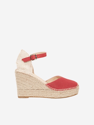 Alhamas - Sandalias con hebilla 'Alpargata Cuña 10 cm' en rojo: frente
