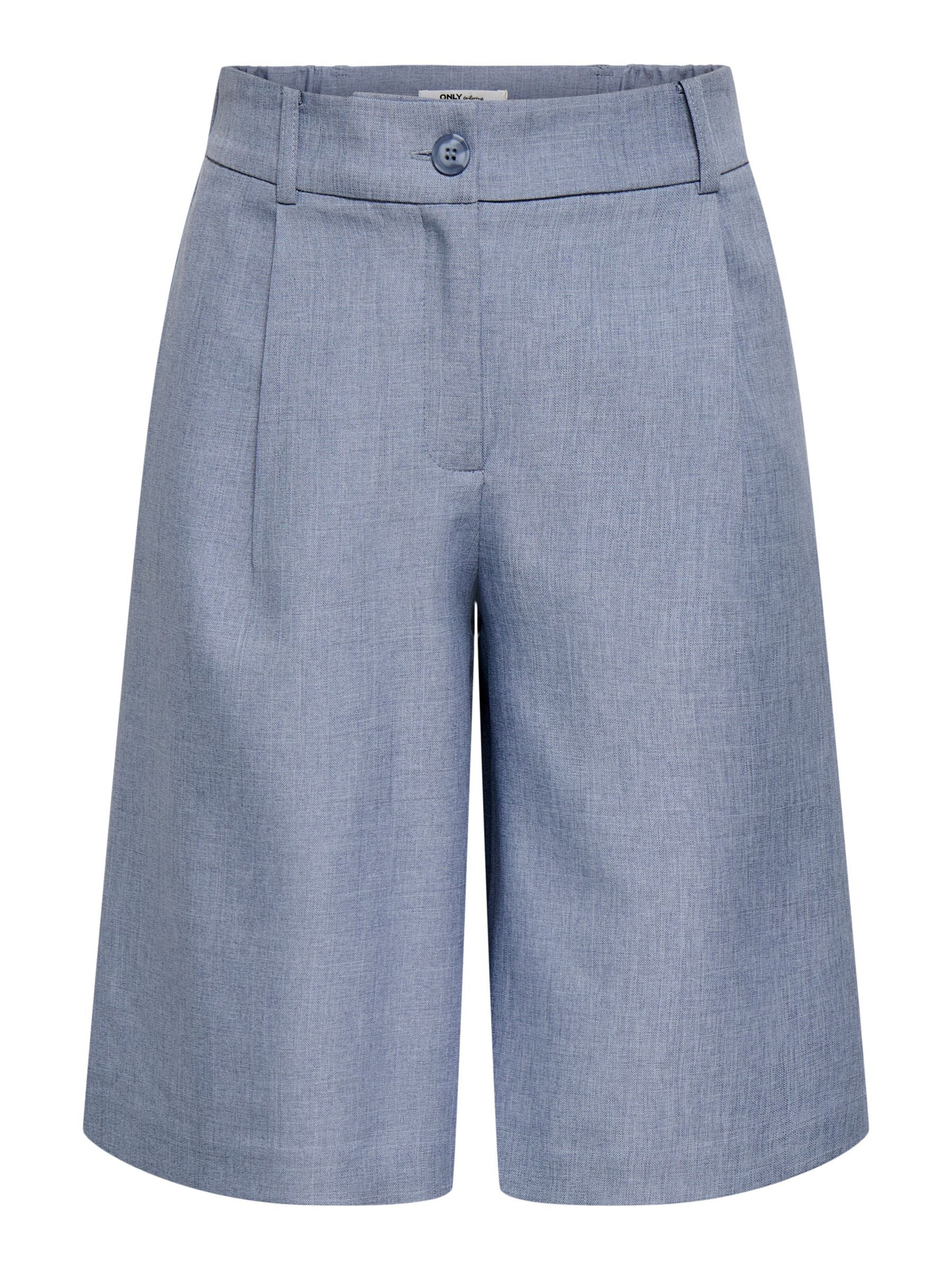 ONLY Bukser med lægfolder 'ONLLinda' i blå: forside