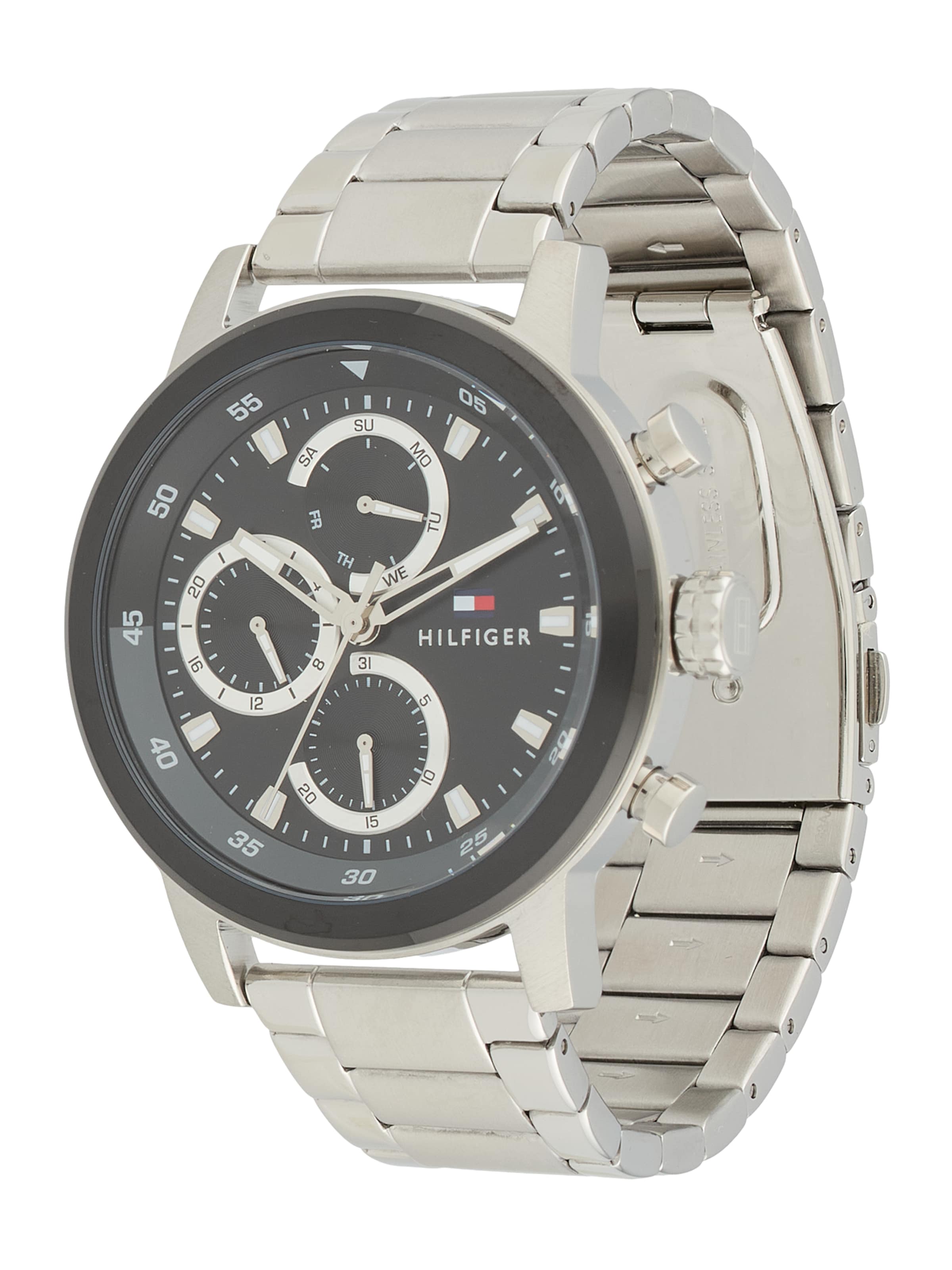 TOMMY HILFIGER Analogais pulkstenis 'ROCKY', krāsa - melns / Sudrabs, Preces skats