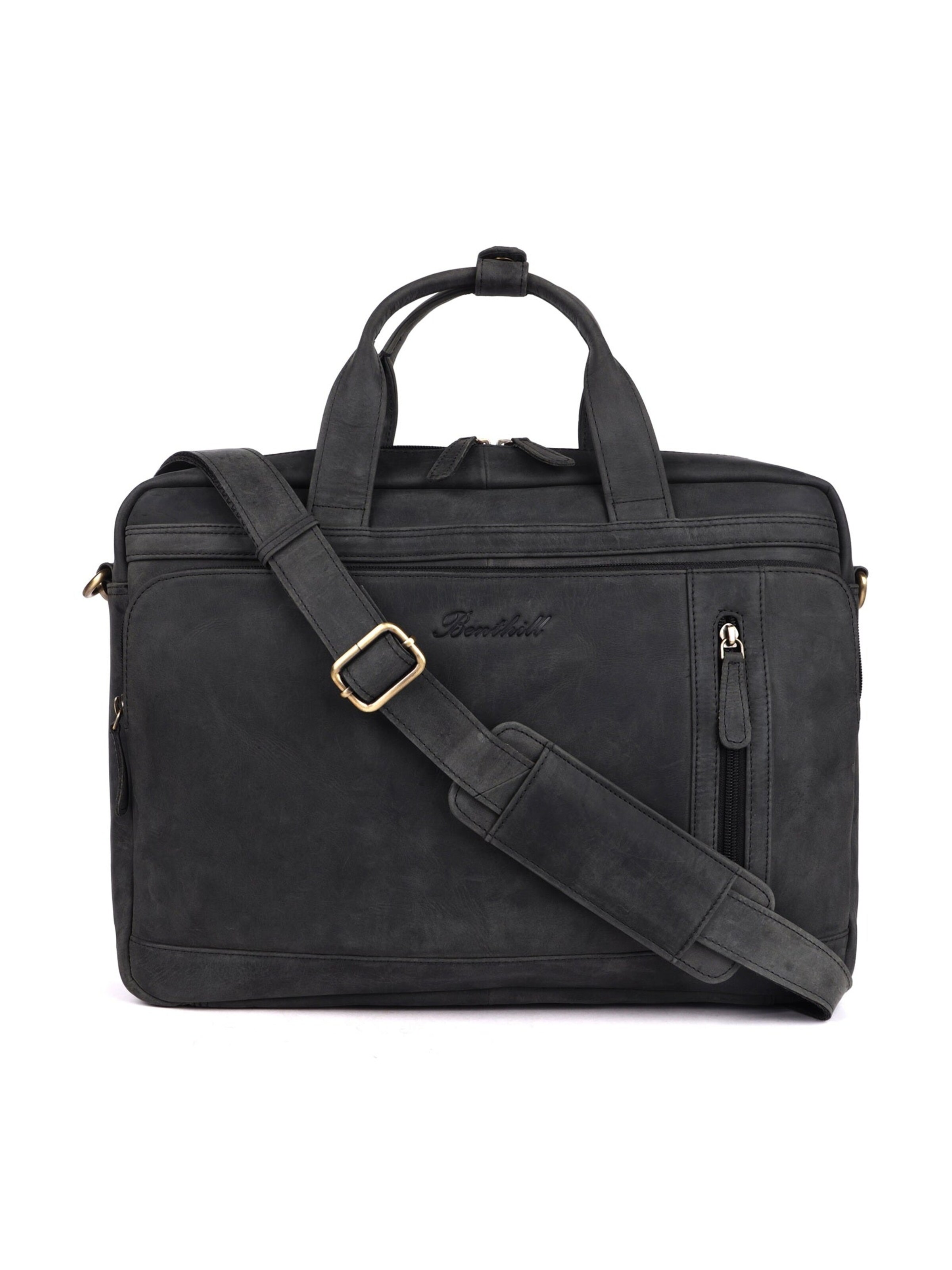 Benthill Laptop Bag in Black: front