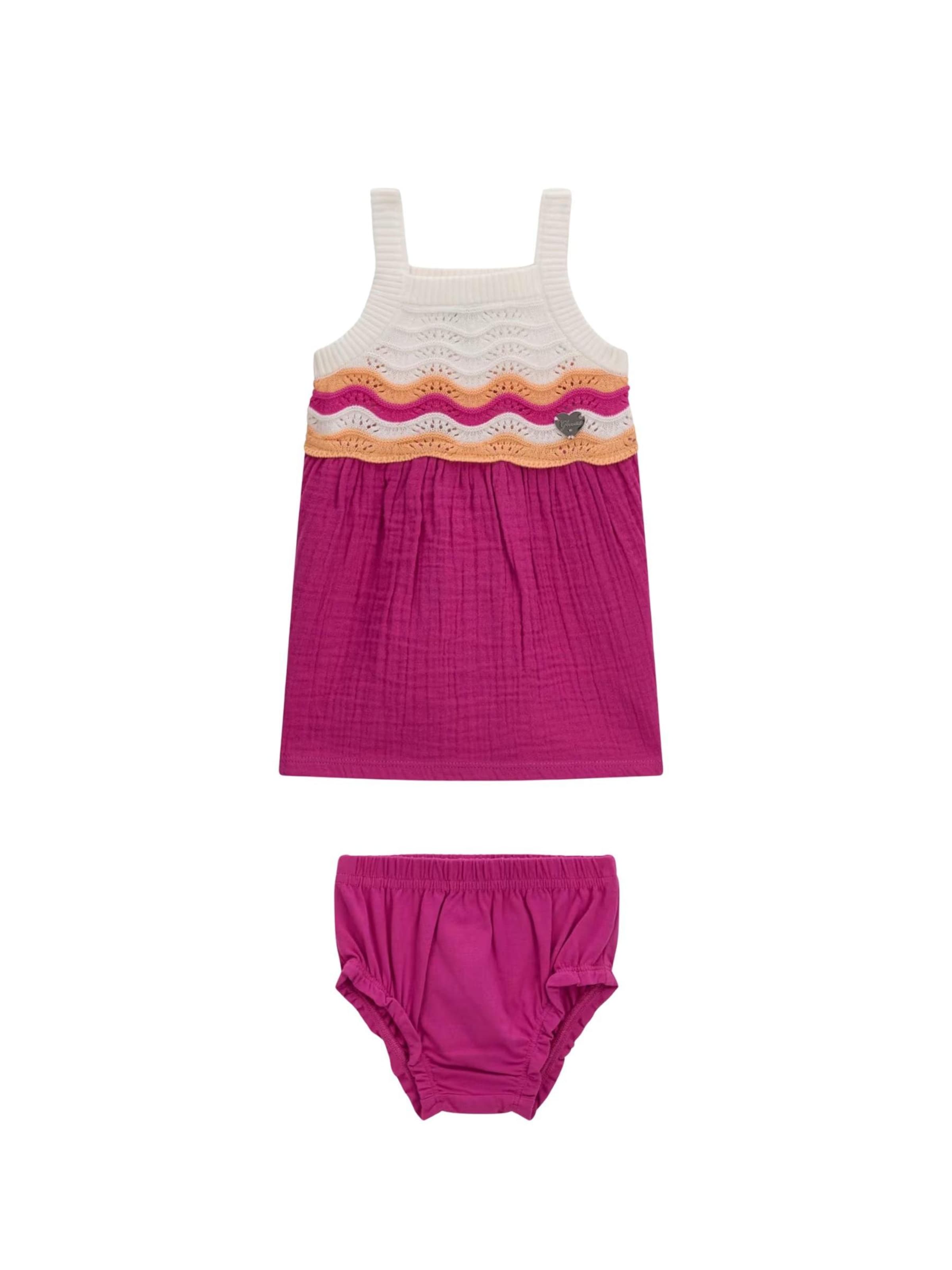 GUESS KIDS Set 'SL CROCHET DRESS+PANT' in Roze: voorkant
