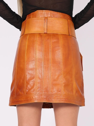 Jupe 'Lederrock im A-Style Used Look' Be  Noble en marron