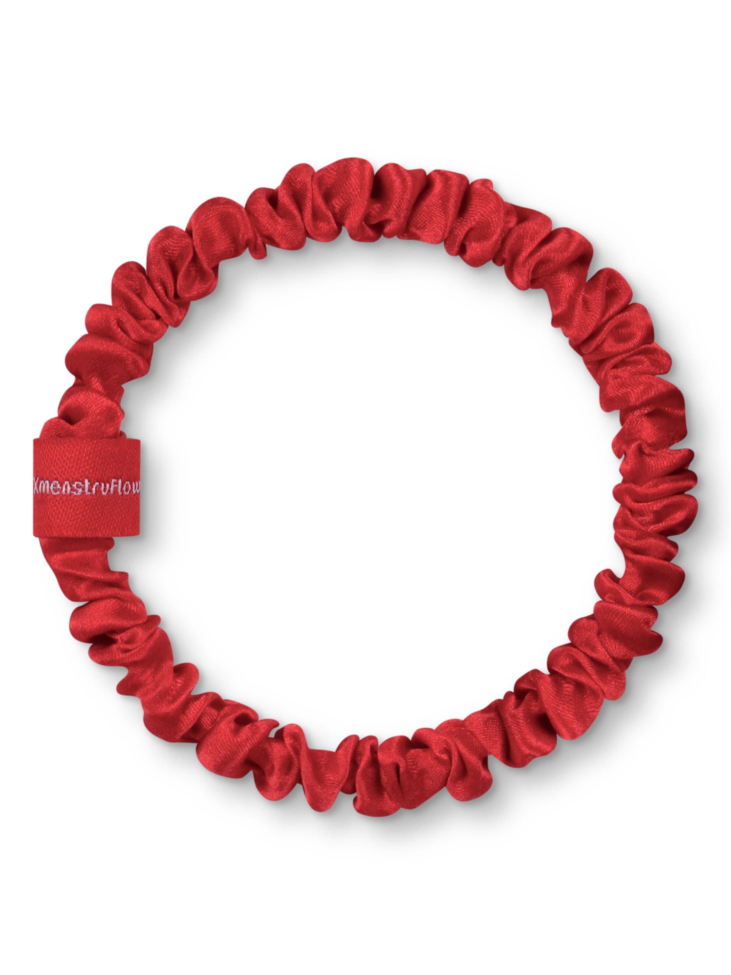 BRUNCHIES® Hair jewelry 'Co-Creation BRUNCHIES® x menstruflow – 3er Set aus 100 % Maulbeerseide in tollen Rottönen mit Signature-Print' in White