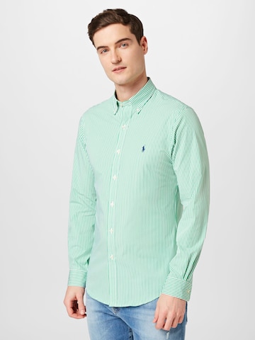 Polo Ralph Lauren Слим Рубашка в Зеленый: спереди